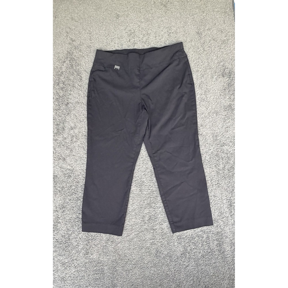 Alfani Womens Black Pull On Cropped Pants Stretch Straight Leg Size 12